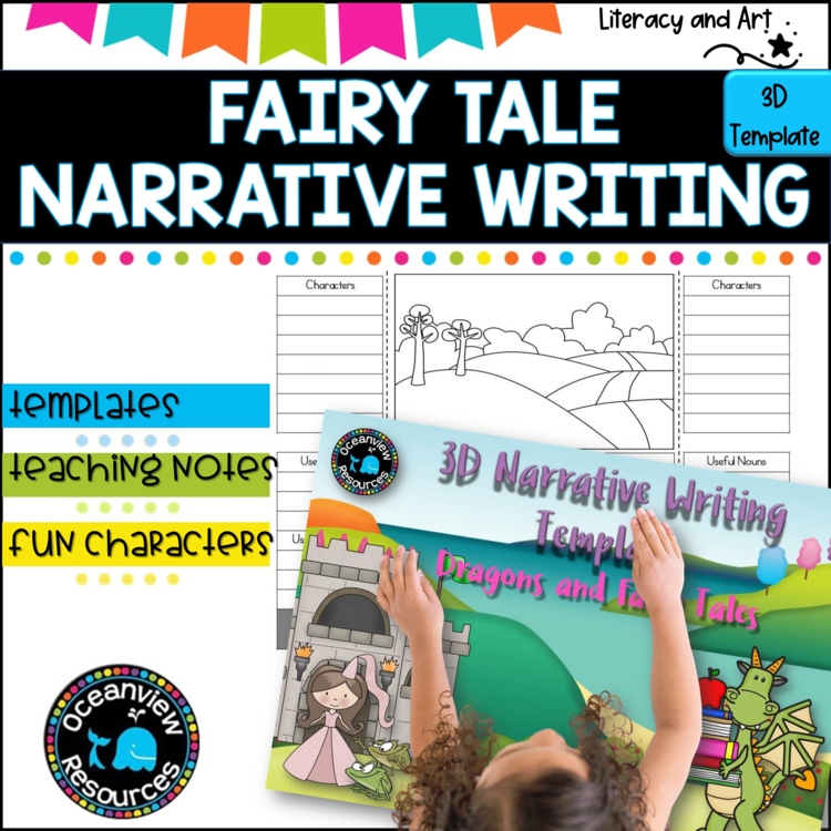 Narrative Writing -Dragons and Fairy Tales 3D template lapbook