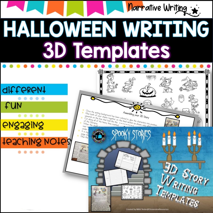 Halloween Narrative writing l 3D Template l templates and scaffolds