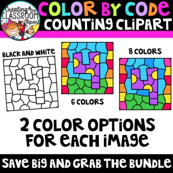 Number 4 Color by Code Clipart | Counting and Early Math Activities, image 2