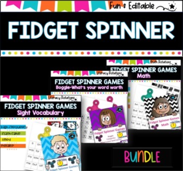 math and literacy games using fidget spinners I ideal for MATH CENTERS