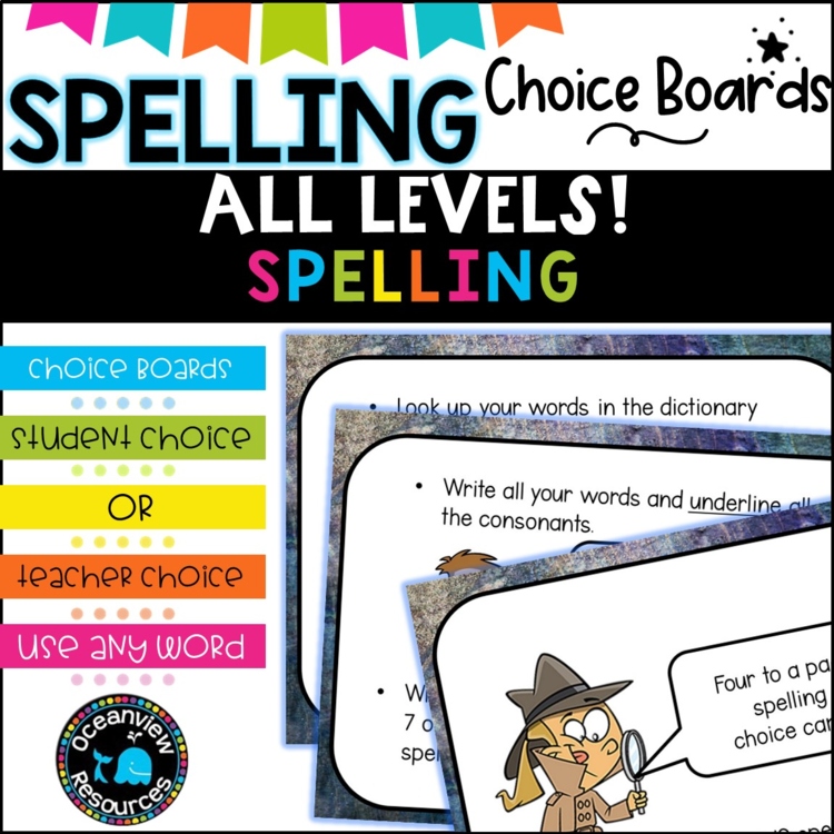 Spelling choices-Multiple Intelligences- for any word list
