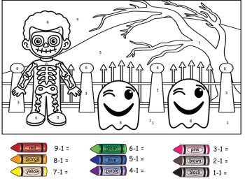 Halloween Colour by Number Subtraction (Easy), image 2