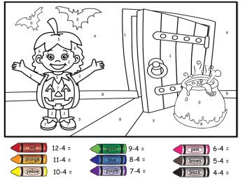Halloween Colour by Number Subtraction (Easy), image 3