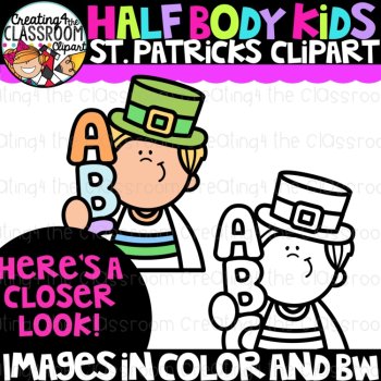 Half Body St. Patricks Day Kids Clipart | Half Body Kids clipart for worksheets, image 4