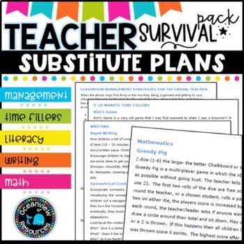 Relief and Substitute Teacher Survival Pack and Sub Plans, image 2