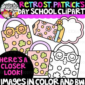 Retro St. Patrick's School Clipart | Groovy St. Patrick's clipart for worksheets, image 4