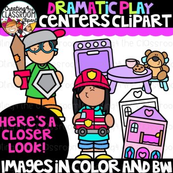 Dramatic Play Kids Clipart | Pretend Play Center Kids Clip Art for Worksheets, image 2