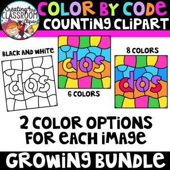 Spanish Number Words Color by Code Clipart | Numbers 1–10, image 2