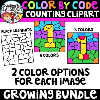 Number 1 Color by Code Clipart | Counting and Math Activities, image 2