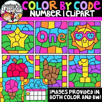 Color By Code Counting Numbers Clipart Bundle| Counting Clipart, image 2