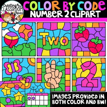 Color By Code Counting Numbers Clipart Bundle| Counting Clipart, image 3