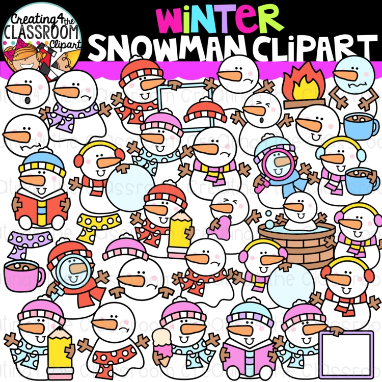 Winter Snowman Clipart | Snowman clipart for decor and worksheets
