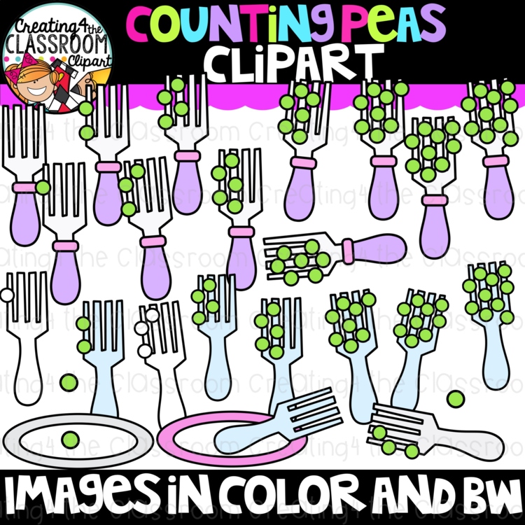 Counting Peas Clipart | Counting to 10 clipart for worksheets