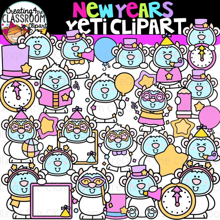 New Years Yeti Clipart| Yeti for New Years clipart