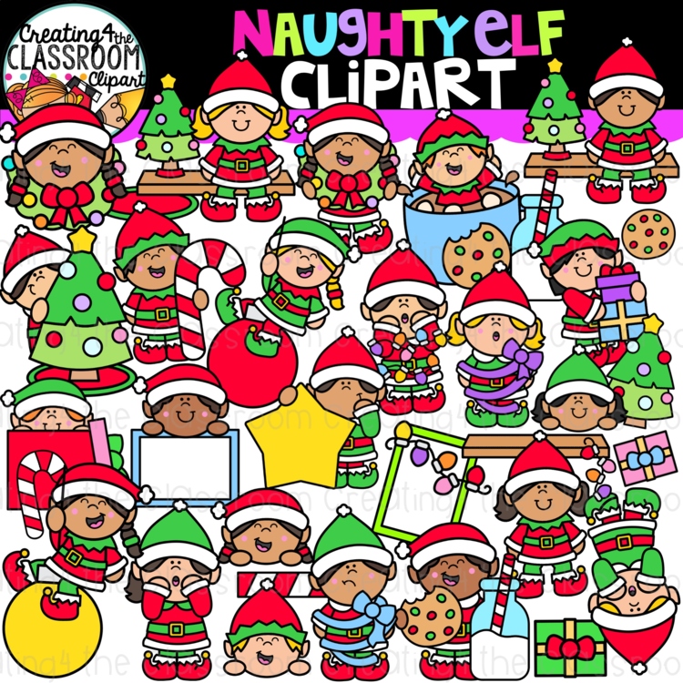 Cute Elf Clipart| Naughty Elf clipart for activities