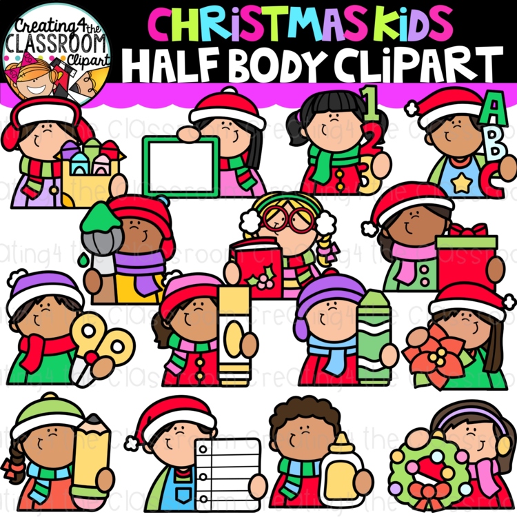 Christmas Kids Half Body Clipart| Christmas Kids clipart for activities