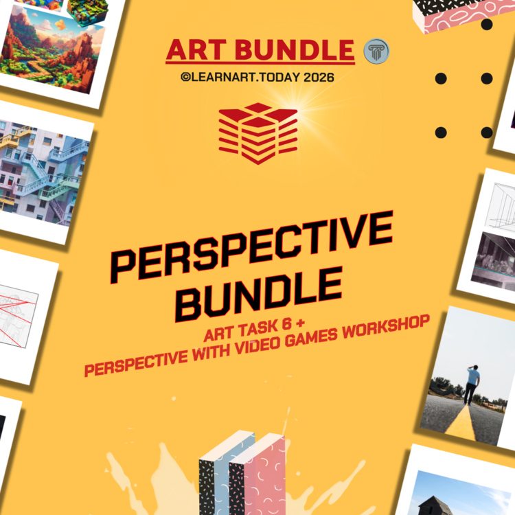 Perspective Art Bundle | Middle & High School | ART TASK 6 + P W Video Games WS