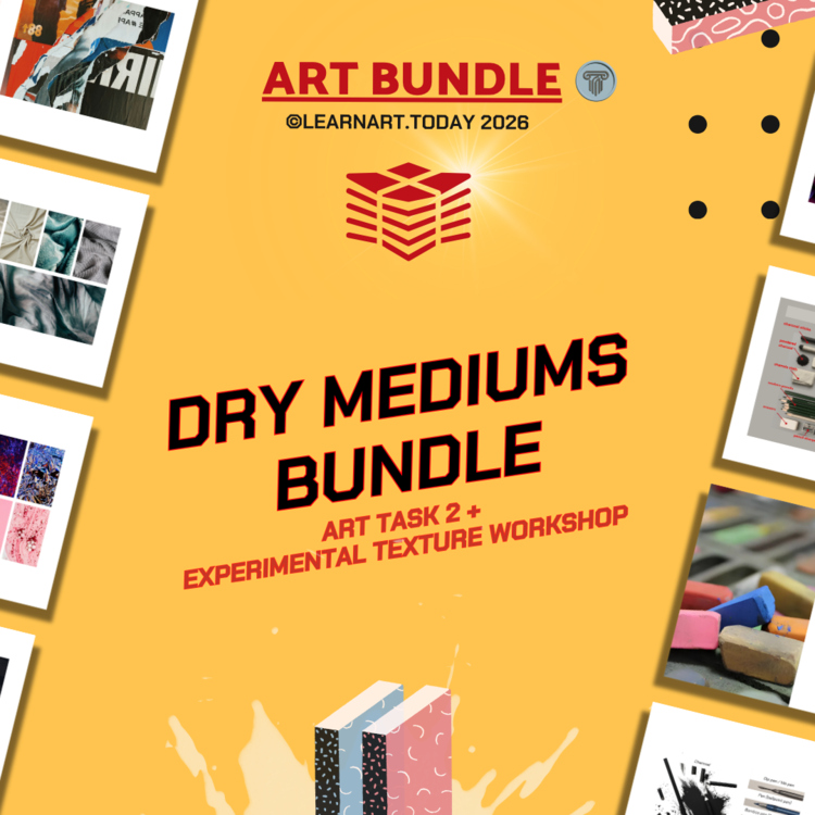 Dry Mediums Bundle | Middle & High School Art | ART TASK 2 + Texture Workshop