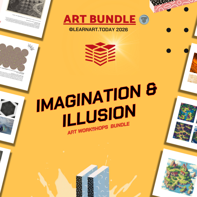 Imagination & Illusion Art Bundle  | Middle & High School | Fantasy Map + Optic'