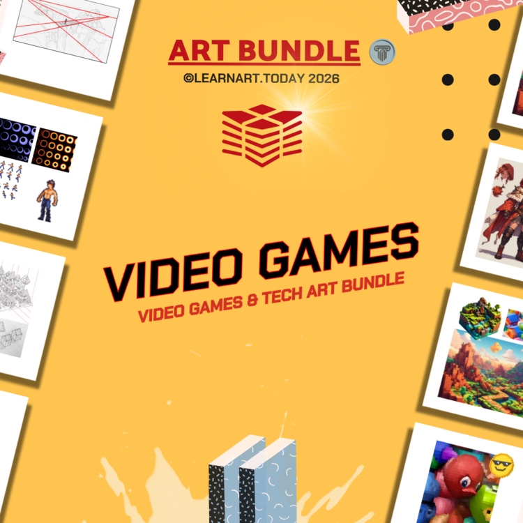 Video Games Art Bundle | High School Art | Perspective + Digital Pixel Workshops