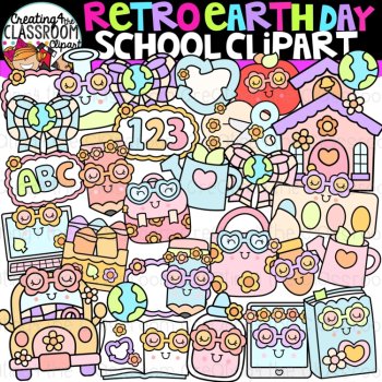 **NEW- Retro Mix Clipart Bundle #2 {Cute Groovy Clipart}, image 4