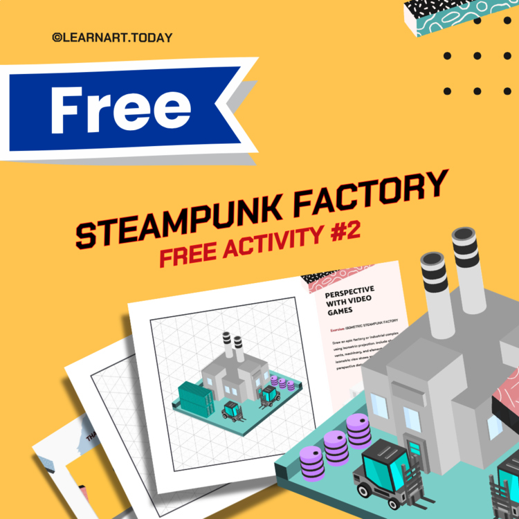 FREE | Isometric Perspective Worksheet | Middle & High School | Steampunk