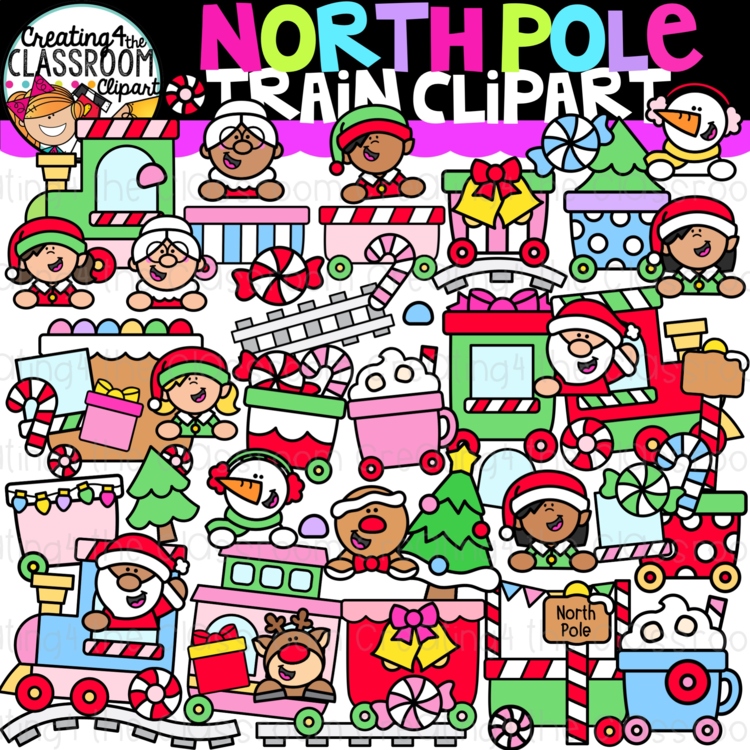 North Pole Clipart| Christmas Train clipart for activities