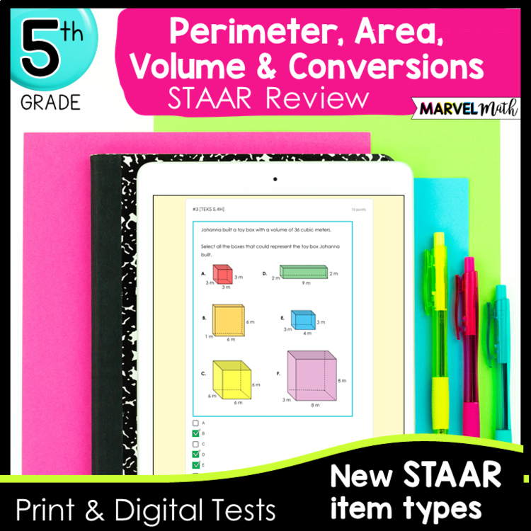 5th STAAR Math Review Perimeter, Area, Volume and Measurement Conversions
