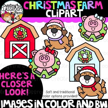 Christmas Farm Animals Clipart| Christmas Tree farm clipart, image 2