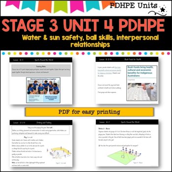 STAGE 3 UNIT 4 NSW Aligned PDHPE sun, water safety, healthy, relationships,games, image 4