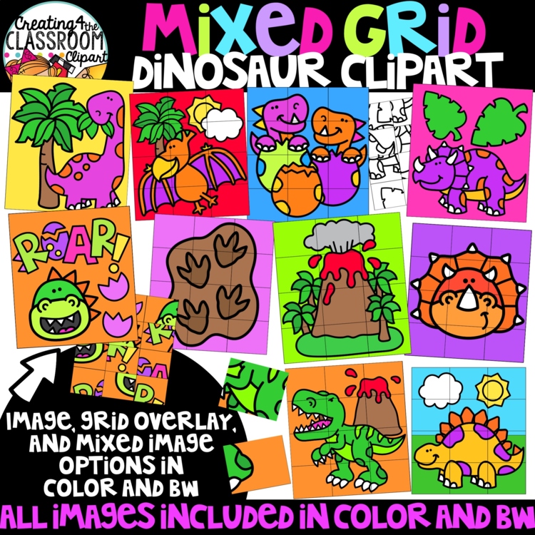Dinosaur Puzzle Clipart: Mystery Picture Clipart