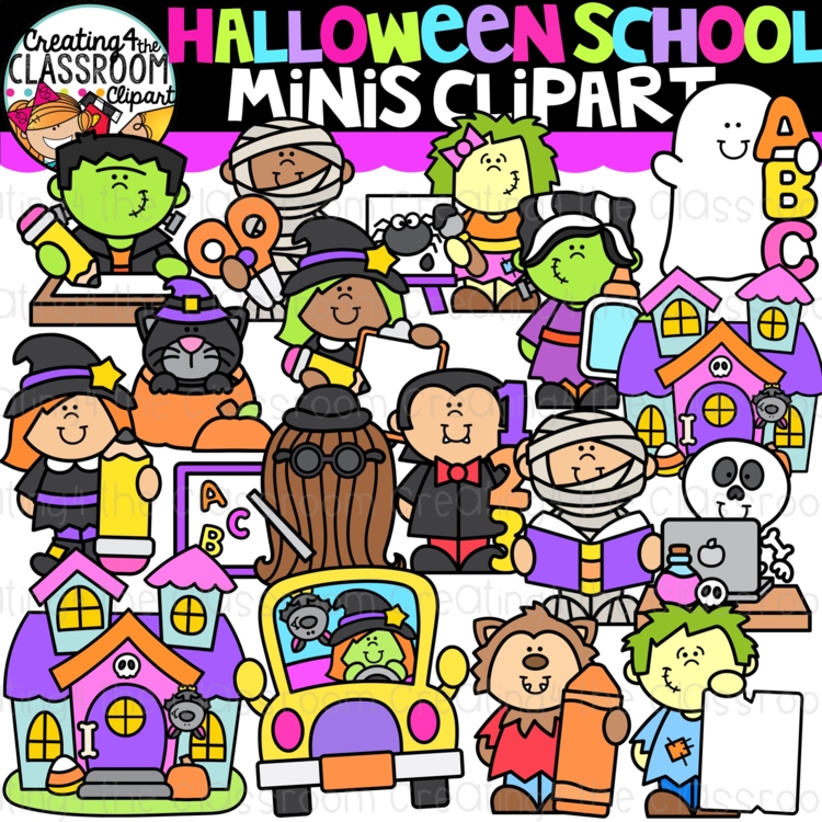Halloween School Minis Clipart | Halloween School clipart for activities