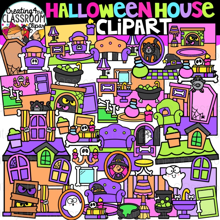 Build a Haunted House Clipart | Halloween House clipart for activities