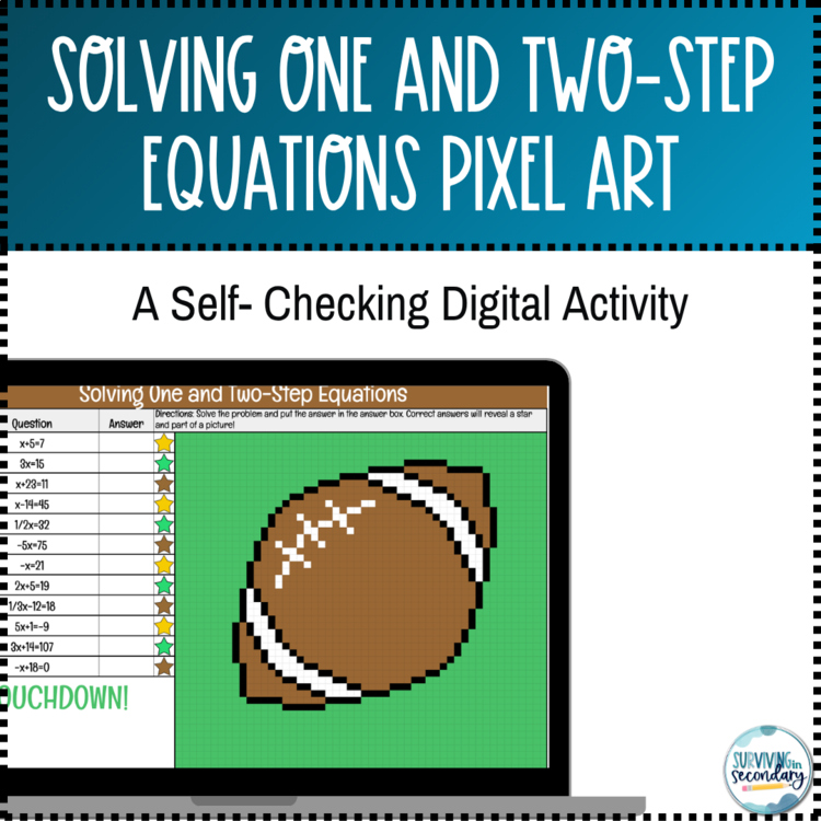 Solving One and Two Step Equations Pixel Art | Self-Checking Digital Resource