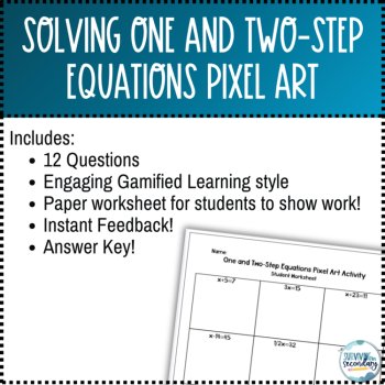 Solving One and Two Step Equations Pixel Art | Self-Checking Digital Resource, image 2