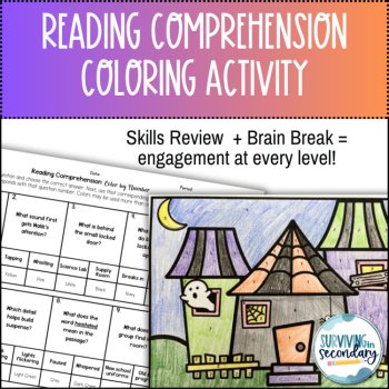 Suspenseful Reading Comprehension Coloring Activity - Halloween-Themed Review, image 2