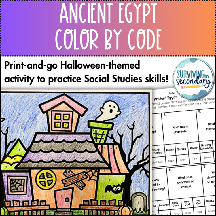 Ancient Egypt Coloring Activity - Halloween-Themed Social Studies Review
