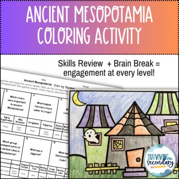 Ancient Mesopotamia Coloring Activity - Halloween-Themed Social Studies Review, image 2