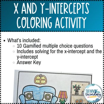 Solving for the X-Intercept and Y-Intercept Turkey House Coloring Activity, image 3
