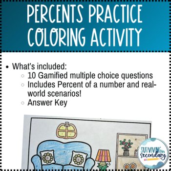 Percents Turkey House Coloring Activity, image 2
