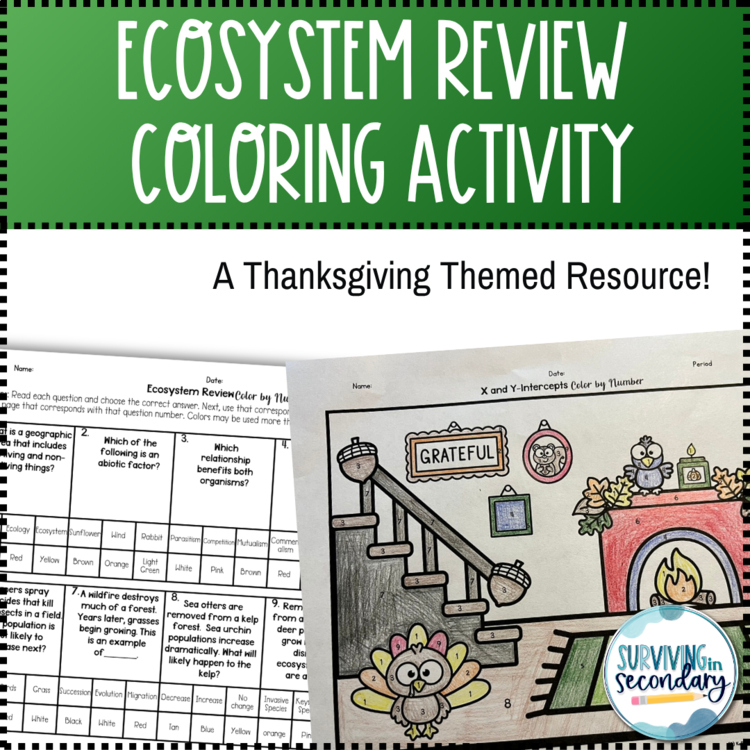 Ecosystem Review Turkey House Coloring Activity