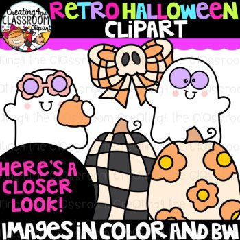 Retro Halloween Clipart | Groovy Halloween clipart for decor and worksheets, image 2