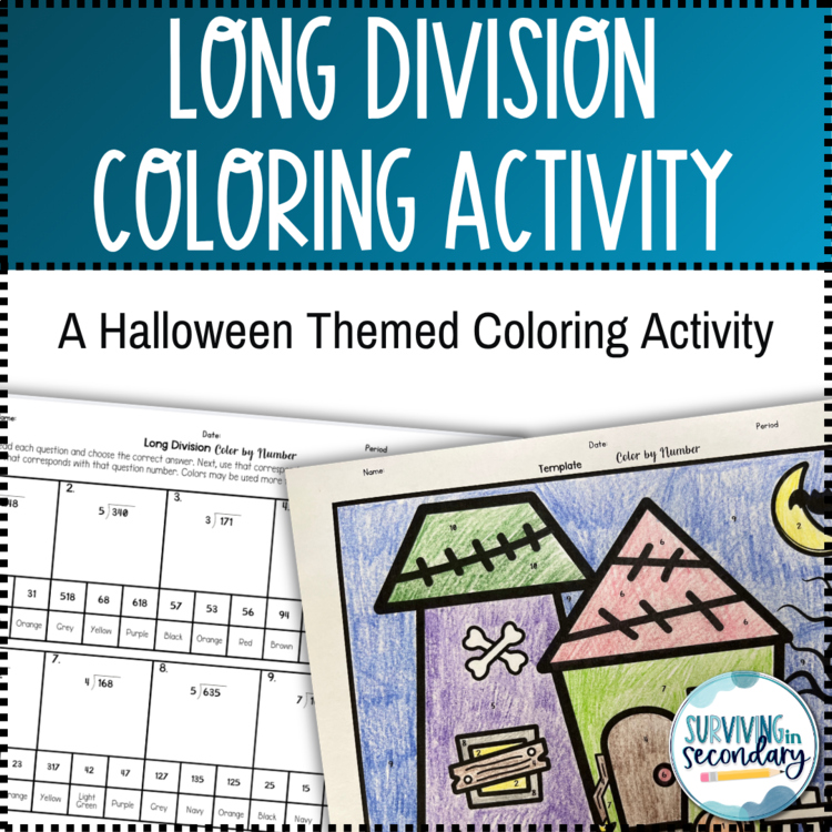 Long Division Haunted House Coloring Activity