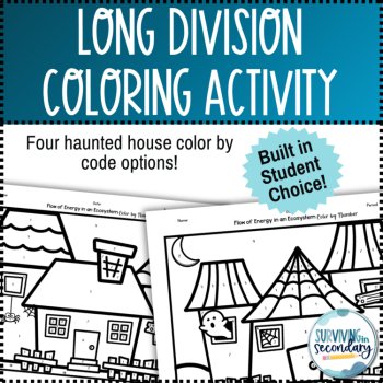 Long Division Haunted House Coloring Activity, image 2