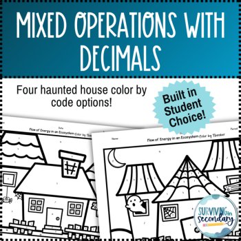 Mixed Operations with Decimals Haunted House Coloring Activity, image 2