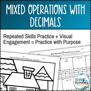 Mixed Operations with Decimals Haunted House Coloring Activity, image 3