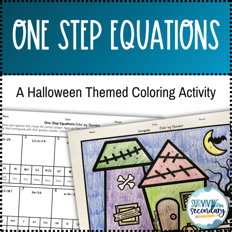 Solving One-Step Equations Haunted House Coloring Activity