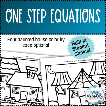 Solving One-Step Equations Haunted House Coloring Activity, image 2
