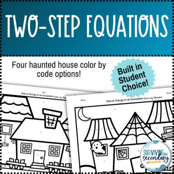 Solving Two- Step Equations Haunted House Coloring Activity, image 2