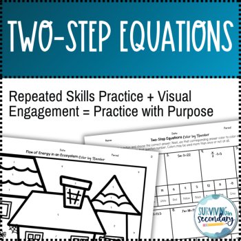 Solving Two- Step Equations Haunted House Coloring Activity, image 3